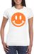 Bellatio Decorations Verkleed shirt dames - Smile / Emoticon - wit - carnaval/foute party - feestkleding S