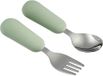 Nattou Mealtime Baby Bestek - Baby Lepel en Vork - Inox Bestekset - 12 cm - vanaf 8 maanden - Lindegroen