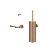 IVY Bond accessoireset: toiletborstelhouder voor wandmontage, kleine handdoekhaak en toiletrolhouder, geborsteld mat koper PVD