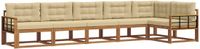 vidaXL Hoek loungeset 6-delig Acaciahout Natuurlijk en Beige