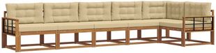 vidaXL Hoek loungeset 6-delig Acaciahout Naturel et Beige