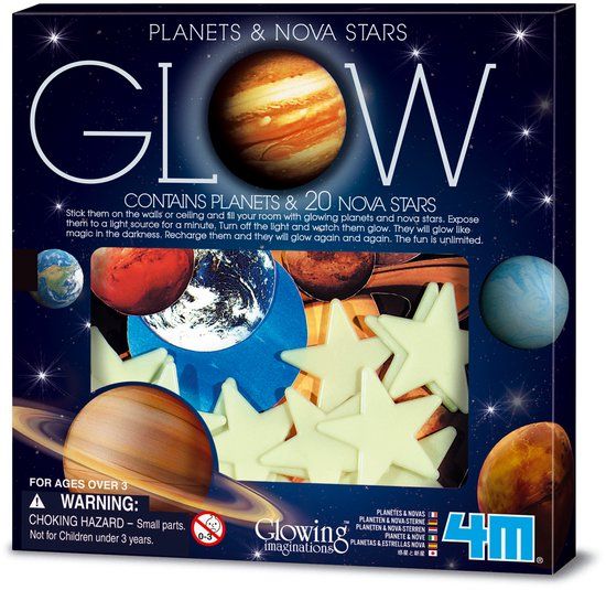 4M Glow In The Dark Stickers - Planeten En Supernova - 20 Sterren - Muurdecoratie Kids - 3+