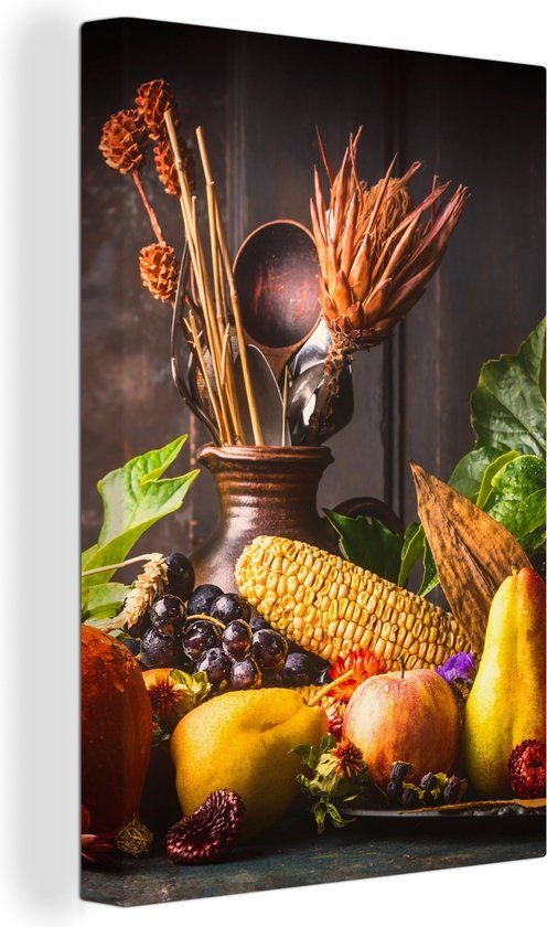 OneMillionCanvasses Canvas Schilderij 90x140 cm - Groente & Fruit - Rustiek - Muurdecoratie