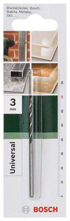 Bosch Universele boor - 3x40x70mm - Geschikt voor Hout, Metaal en Steen