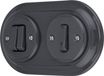 SET PR1 Interrupteur encastrable, porcelaine, design rétro, double interrupteur, 2 voies, tout-en-un, gris foncé