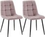 CLP Set van 2 Eetkamerstoelen Tilde - Gestoffeerd - Metalen Onderstel - Fluweel/roze
