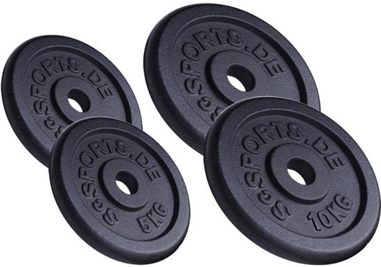 ScSports Â® 30 kg Halterschijven set gietijzer 30 mm 2x5 2x10 kg