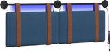 vidaXL Hangend Hoofdbord Met LED-verlichting Blauw Antiek PU