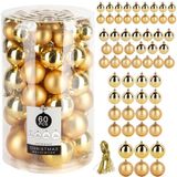 Home Styling Decoration Grupa Orion Sp. z o.o. Onbreekbare Kerstballen Set Goud - 60 stuks - Mix Ø 4, 5, 6 & 7 cm - Kunststof Kerstballen