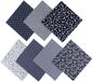 Jukway 7 stuks katoenen stof 50 x 50 cm vierkanten patchwork stoffen voor naaien quilten doe-het-zelf decoratie knutselen, puur katoenen stof bedrukt diverse patronen stoffenbundels (marineblauw)