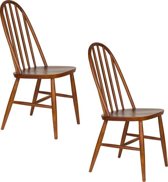 Housecraft Living Guez Eetkamerstoelen Hout Bruin donker - Set van 2
