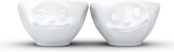 FIFTYEIGHT PRODUCTS Tassen kommen porselein met gezichtje set van 2 Dromerig en Gelukkig - Dreamy & Happy 100 ml