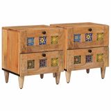 vidaXL Nachtkastje 2 stuks Naturel Massief Mangohout 40 x 33 x 46 cm