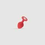 Anal Collection Bouchon d'anus en silicone de taille moyenne avec bijou rond - Rouge/Transparent