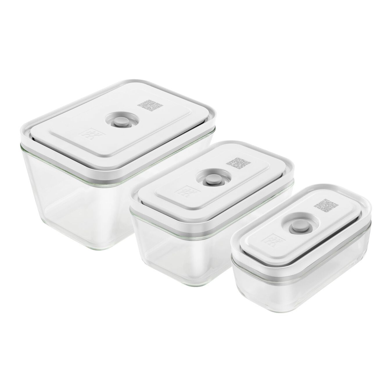 ZWILLING FRESH & SAVE - 3-delige Rechthoekige Vershoudbakjes - Glas - Grijs/Transparant