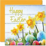 Pasen Flowal Pasen Kaarten - Narcissen & Eieren - Happy Easter Card Friend