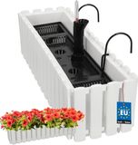 KOTARBAU® Balkonbak, Bloembak voor Balkon, Kunststof, 58 x 18 x 16 cm, Wit, Balkonbak met Houder, Zelfbewaterend Systeem, Balkon Plantenbak, Weerbestendige Plantenbak