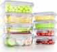 Merkloos Glazen container met deksel, 1040 ml, set van 8