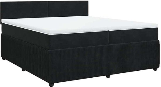 vidaXL Boxspring met matras fluweel zwart 200x200 cm