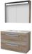 Basic-Line Premium 46 Badkamermeubelset - 100 x 46 cm - Met Grepen - 2 Lades - Keramische Wastafel - 1 Kraangat - Spiegelkast met LED Verlichting - Scotch Oak