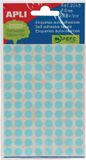 Apli ronde etiketten in etui diameter 8 mm, blauw, 288 stuks, 96 per blad