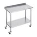 VEVOR Table de Travail en Acier Inoxydable 121,9x61x100,6 cm, Table de Préparation des Aliments avec Roulettes, Hauteur Réglable, Meuble de Rangement des Aliments, pour Cuisine Restaurant Bar Maison