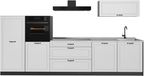 Vicco Complete keukeneenheid R-Line, Wit landelijk/Antraciet, 340 cm marmer werkblad