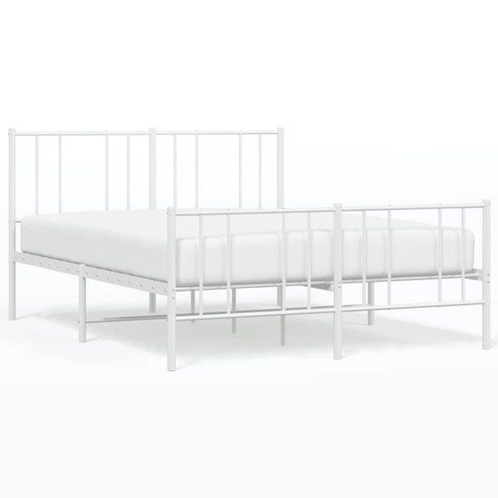 vidaXL Bedframe met hoofd- en voeteneinde, metaal, wit, 120x200 cm