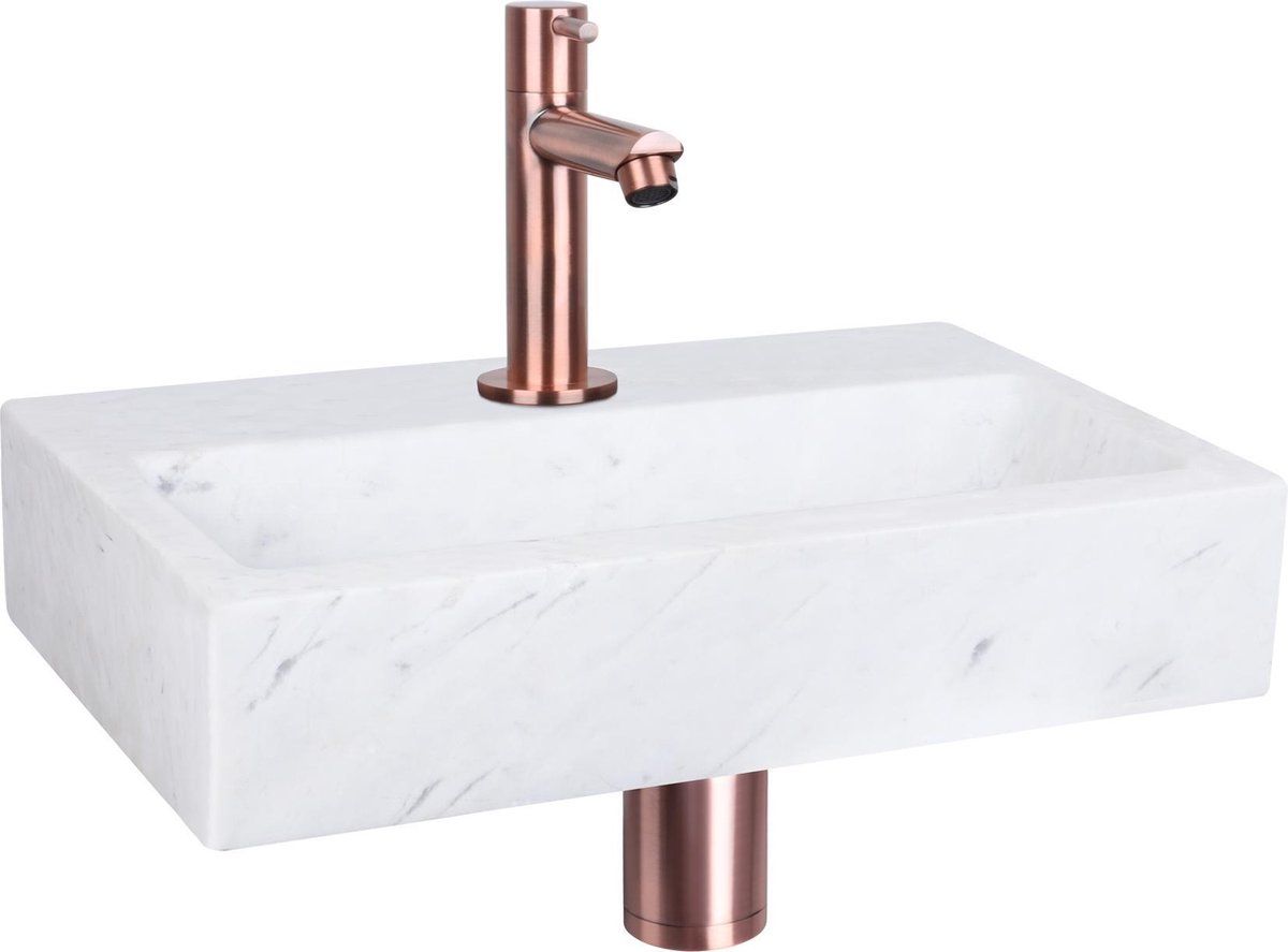 Differnz Flat Fonteinset - Marmer - Kraan recht rood koper - 38 x 24 x 8 cm