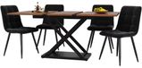 Ensemble de salle à manger pour 4 personnes - Table à manger avec 4 chaises en velours - 5 pièces - Style moderne - Fabriqué en MDF et métal - Table couleur noyer - 160 x 80 x 75 cm