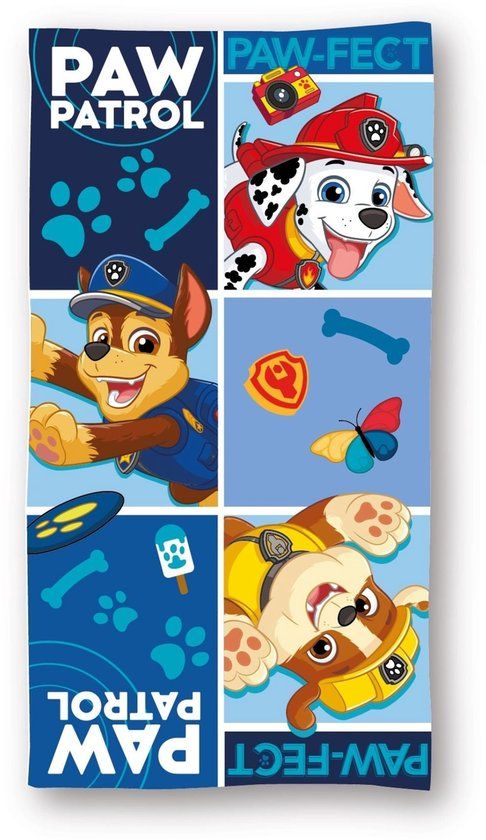 4KidsOnly Paw Patrol strandlaken Blauw Polyester 70x140 cm