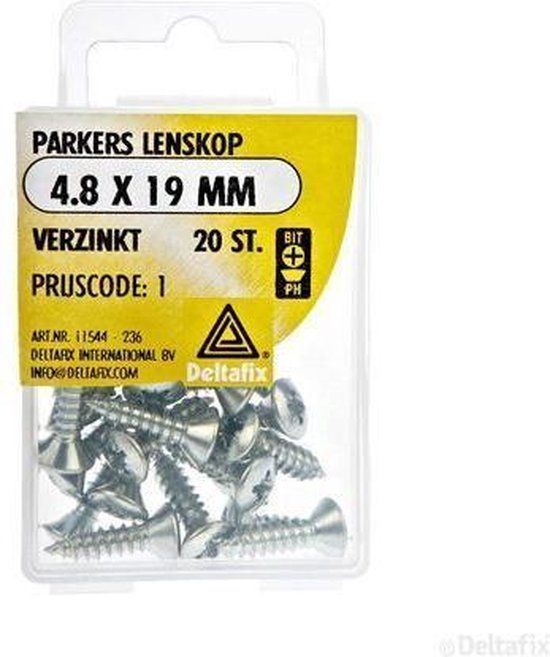 Deltafix Parkers 4.8 x 19 MM Lenskop verzinkt hout en metaal schroeven (20 stuks)