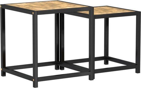 vidaXL Salontafels - Set van 2 - MDF - Zwart en Geel