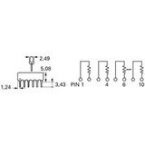 Bourns 4608X-102-221LF Réseau de résistances 220 Ω THT SIP-8 0.3 W 1 pièce(s)