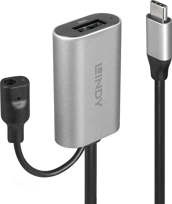 LINDY 43270 USB-kabel USB 3.2 Gen1 USB-C naar USB-A 5.00 m Zwart, Grijs