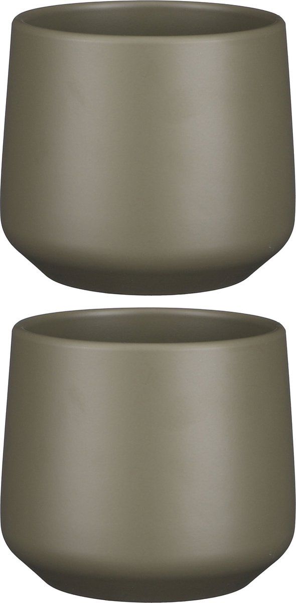Mica Decorations Amber Bloempot - H14 x Ø15,5 cm - Mat - Groen