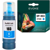 Evoke Inktfles Epson printerinkt 103 cyaan, 70 ml, 7500 pagina's