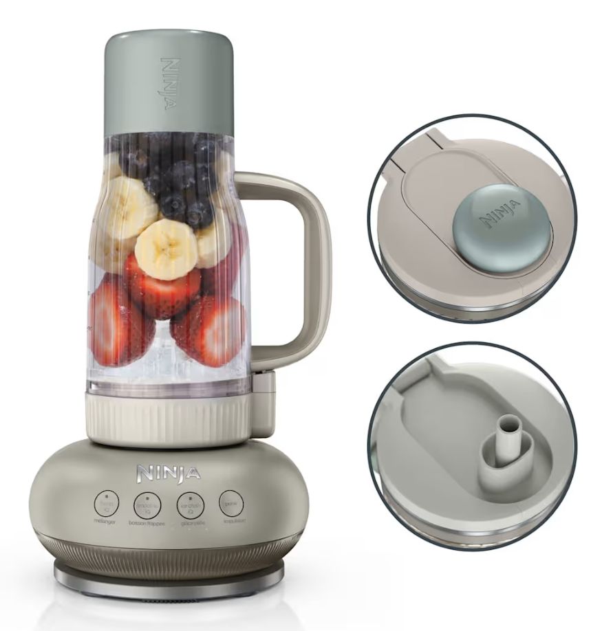 Ninja BlendBoss krachtige ijsvermalende Blender met rietje en lekvrij deksel - 1100 watt - Blend IQ, Smoothie IQ, Ice Crush IQ en Pulse - Stone - DB351EUST