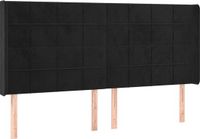vidaXL Hoofdbord met randen 203x16x118/128 cm fluweel zwart