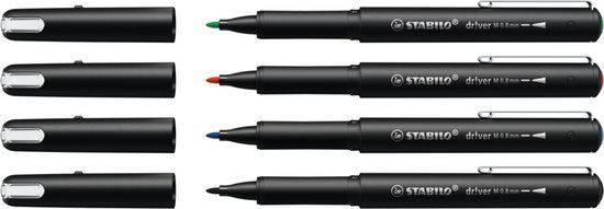 STABILO dr!ver medium etui inhoud: 1 x zwart, blauw, rood, groen
