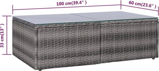 vidaXL 9-delige Loungeset met kussens poly rattan grijs