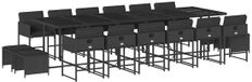 vidaXL 17-delige Tuinset met Kussens, Polyrattan, Zwart