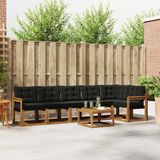 vidaXL Bank loungeset 7-delig Acacia hout Naturel en zwart