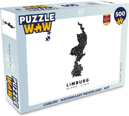 MuchoWow Puzzel Limburg - Wegenkaart Nederland - Wit - Legpuzzel - Puzzel 500 stukjes