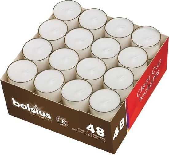 Bolsius Waxinelichtjes - 48 Stuks - Wit - 8 Uur Brandduur