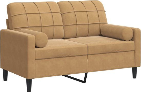VidaXL Tweezitsbank met sierkussens 120 cm fluweel bruin