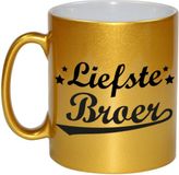 Bellatio Decorations Bol Liefste broer tekst cadeau mok / beker - goud - 330 ml
