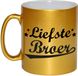 Bellatio Decorations Bol Liefste broer tekst cadeau mok / beker - goud - 330 ml