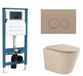 QeramiQ Dely Toiletset - inbouwreservoir Qeramiq Flush - slim zitting - kunststof taupe bedieningsplaat - ronde knoppen - beige