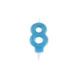 Homéa Birthday Candle Glitter Number 8 H 7.5 cm Blue